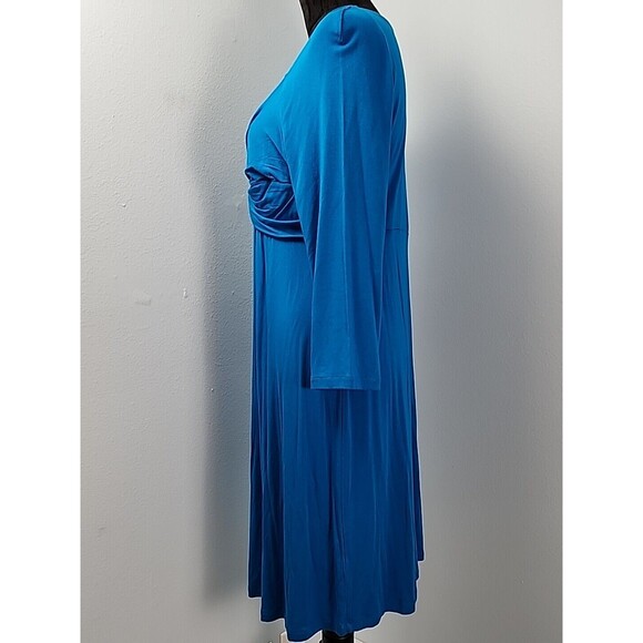 Spense Petite PXL Knee Length Blue Dress Jersey Fit & Flare Party Dress Stretch - Picture 7 of 10